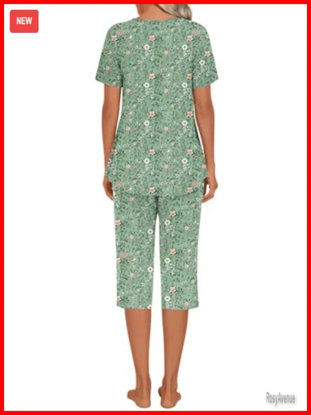 Women's Pajamas Set Square Neck Short Sleeve Soft Rayon Sleepwear Lounge 2 Piece